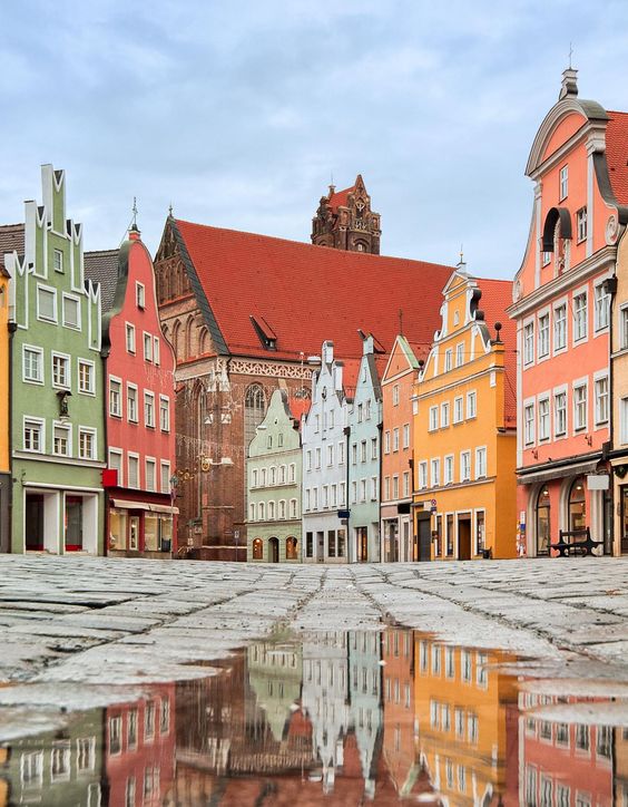 A street of colorful facades in Munich, Germany - (Europe): 