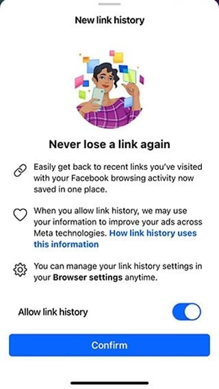 Facebook ra mắt tính năng “link history” nhằm theo dõi truy cập của người dùng