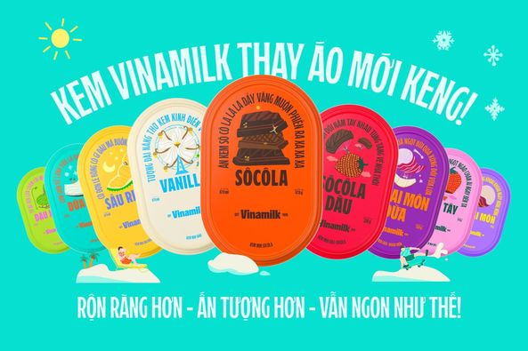 Bao bì mới của sản phẩm kem Vinamilk