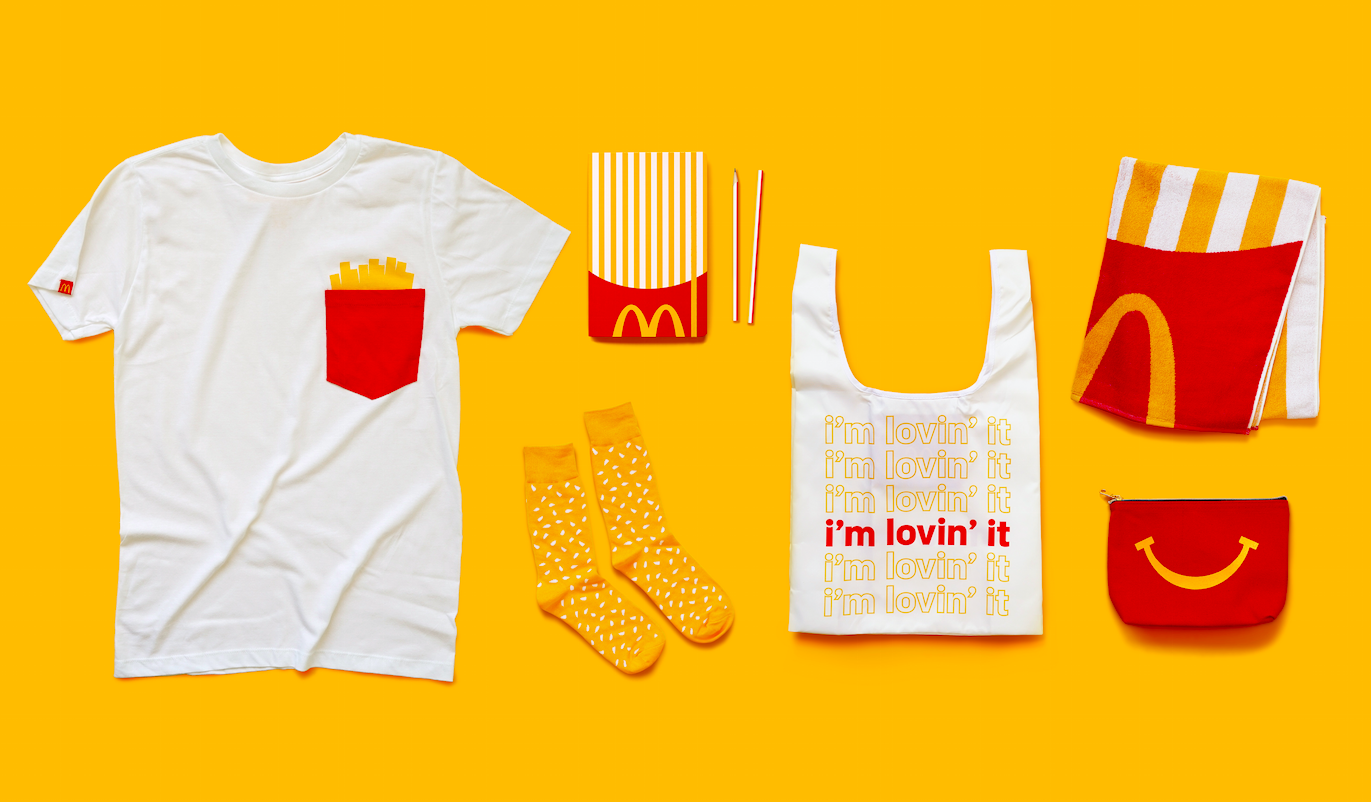 Merchandise sold at McDonald's global convention featured playful patterns and the freed-up arches