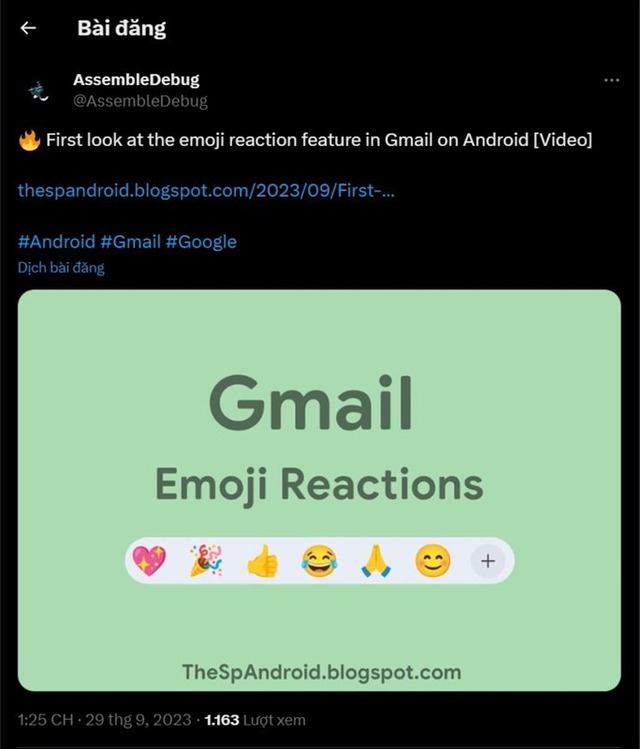 Google đã xác nhận bổ sung tính năng thả emoji reaction cho Gmail