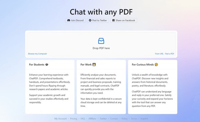 ChatPDF là một ứng dụng AI nghiên cứu