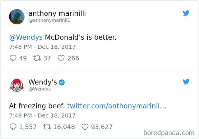 Wendy's không ngại đụng chạm đối thủ qua những dòng tweet troll hài hước