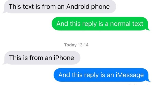 Android cho biết bong bóng text xanh lá đang được người dùng Iphone yêu thích