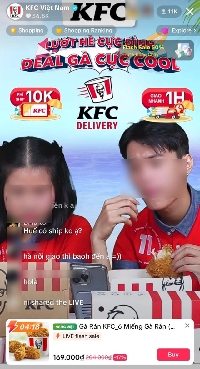 KFC livestream TikTok bán gà rán