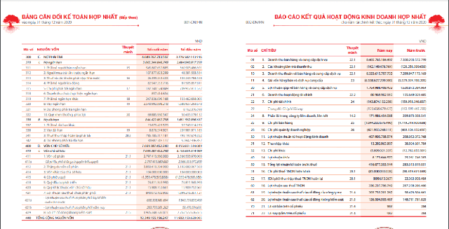 Bảng cân đối kế toán của Kinh Đô(Ảnh: Kinh Đô)