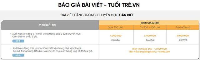 Báo giá bài PR trên Báo Tuổi Trẻ Online: Trang báo điện tử đa phương tiện hàng đầu- Ảnh 4. Báo giá bài viết trên báo tuoitre.vn đăng trong chuyên mục cần biết