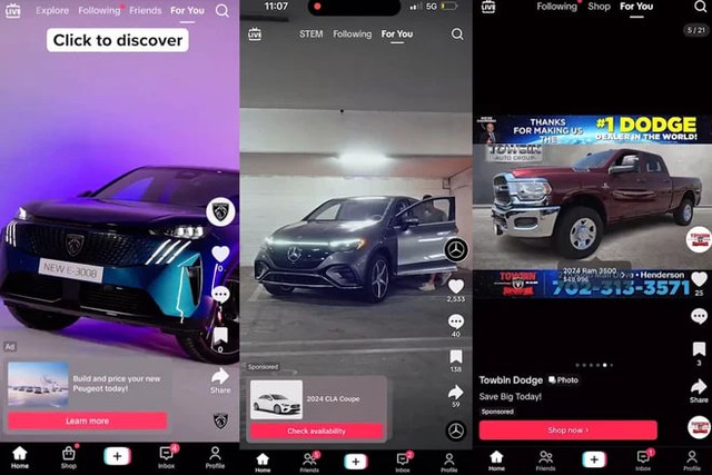 TikTok mở rộng quảng cáo ô tô tự động