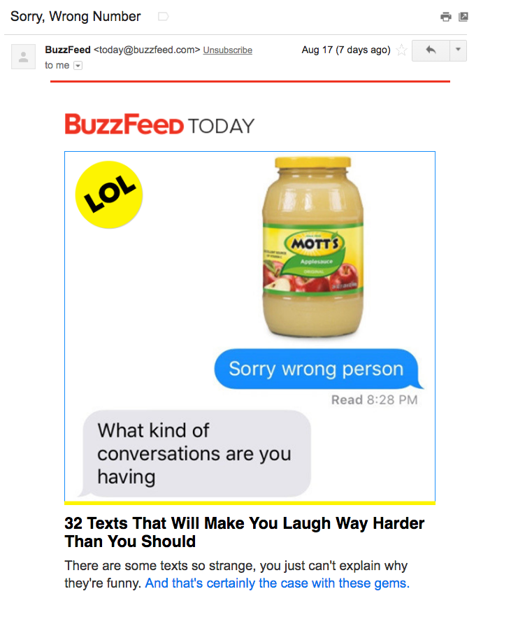 Email marketing của BuzzFeed có hình ảnh