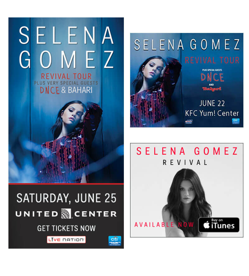 biểu ngữ Selena gomez cho buổi hòa nhạc