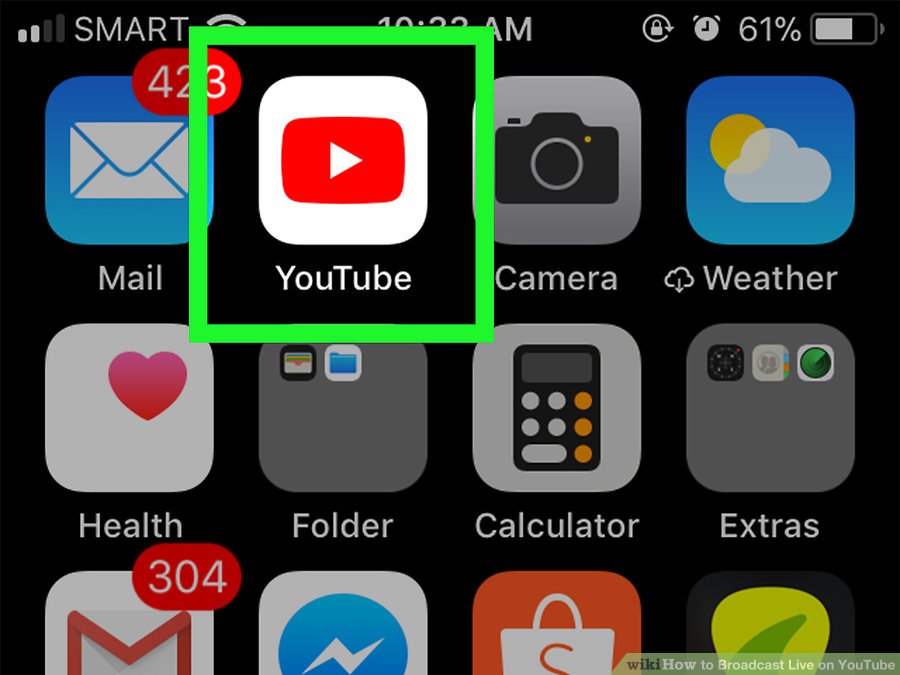 Cách live stream Youtube bằng điện thoại - Bước 1: Mở biểu tường Youtube 