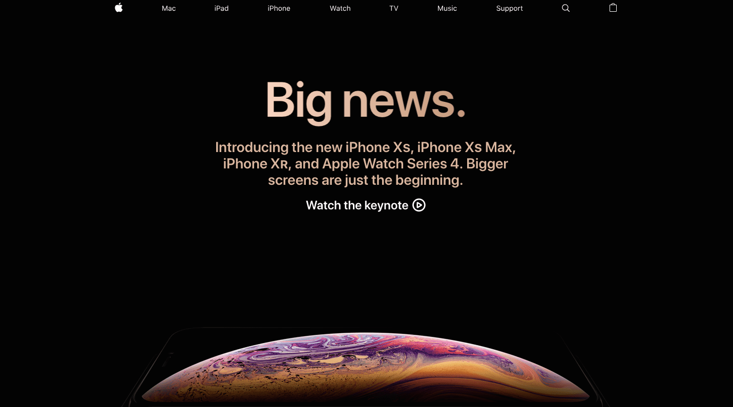 Website của Apple cho thấy sự tối giản nhưng tạo thuận tiện cho khách hàng