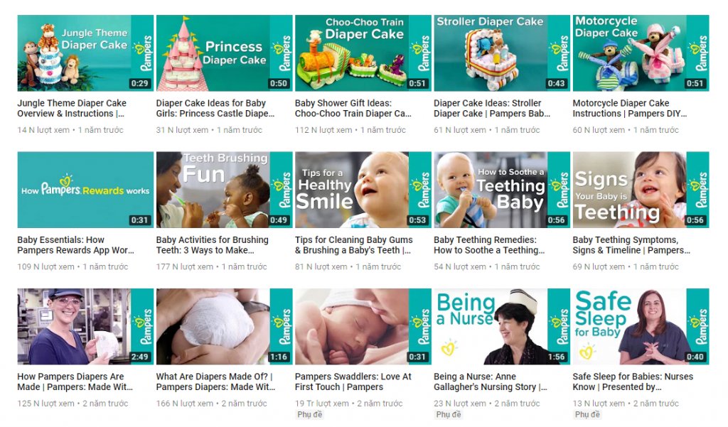 Pampers đã sử dụng các phương tiện truyền thông để quảng cáo từ những năm 2000