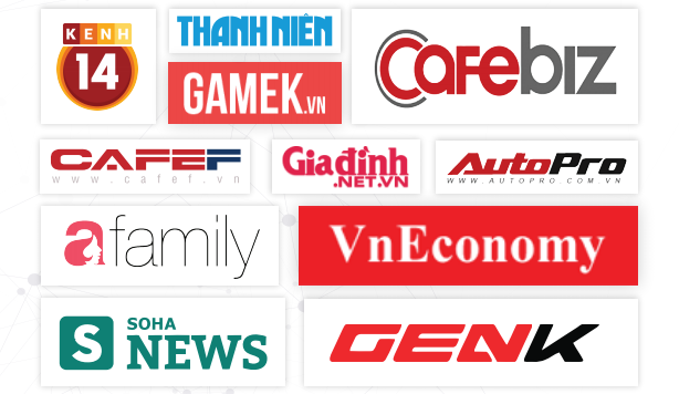 Sponsor Page của Admicro hiển thị tại các kênh CafeF, Soha News, Kênh 14, Afamily, GameK, Thanh nieen, VN Economy và GenK