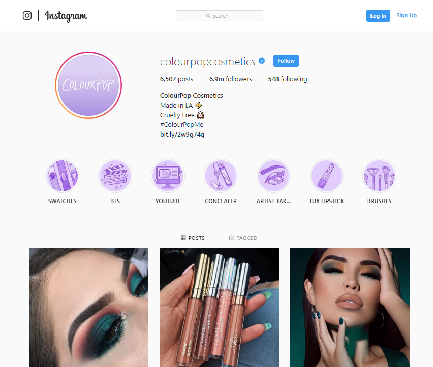 Social Media Marketing là gì? Chiến lược marketing của Colourpop: đầu tư nội dung trên Instagram
