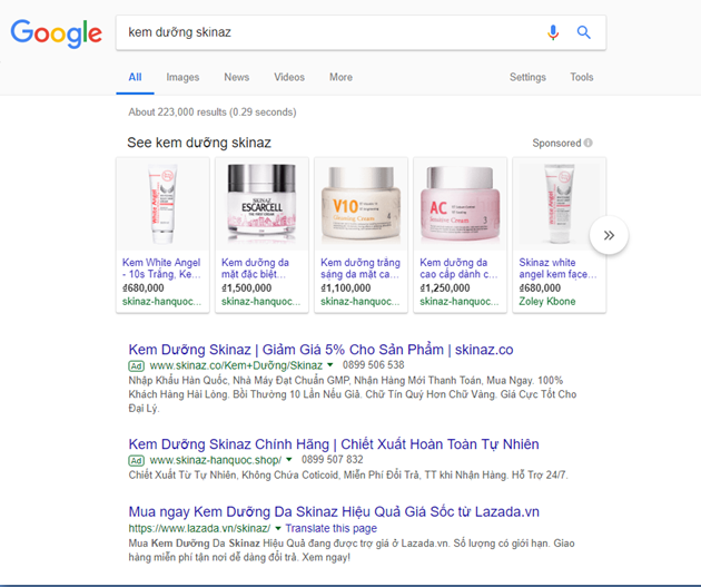 Vị trí hiển thị quảng cáo Google Shopping là gì