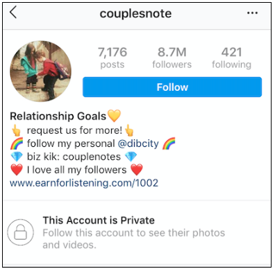 cặp đôi lưu ý hồ sơ instagram