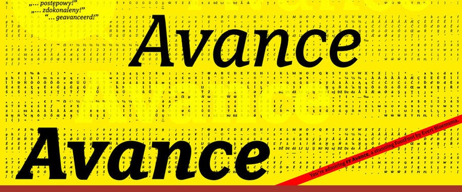 FF Avance là kiểu chữ đặc biệt đẩy đường bao trên các serif bất đối xứng.