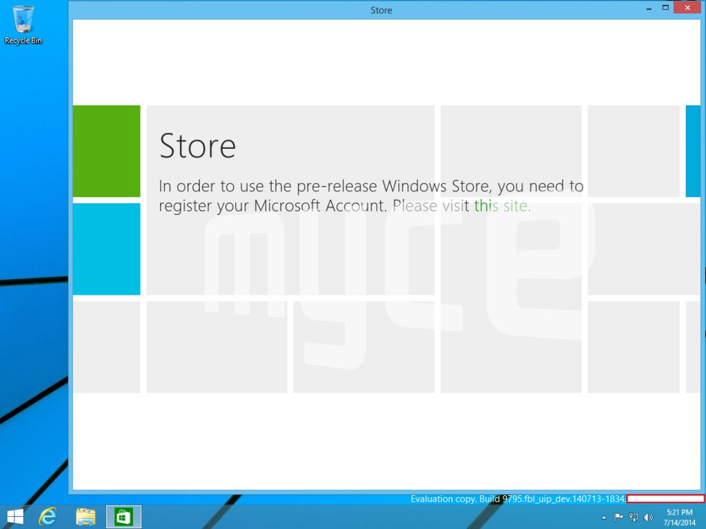 Rò rỉ hình ảnh menu Start và màn hình hiển thị ứng dụng Store vào tháng 7 năm 2014