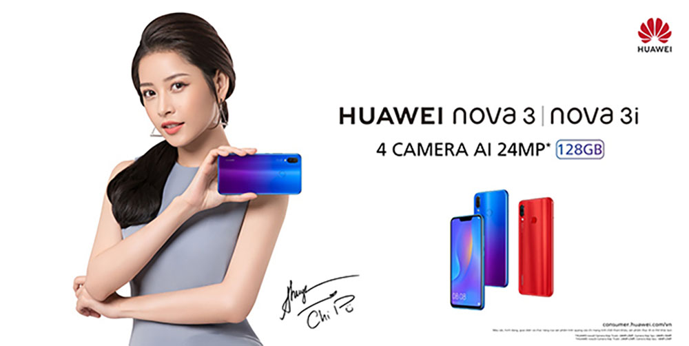 Đại sứ thương hiệu Huawei Chi Pu trên tay chiếc Huawei Nova 3