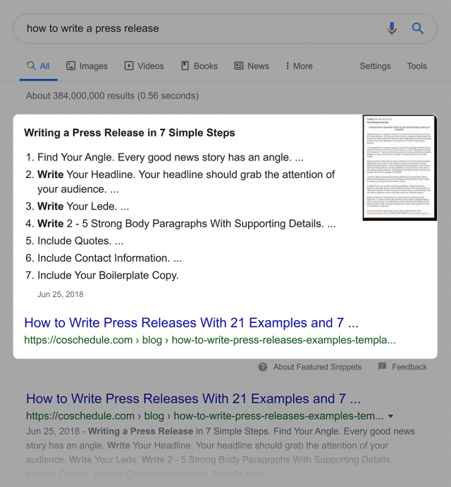 seo onpage: Xếp hạng nội dung trong mục Featured Snippets 001