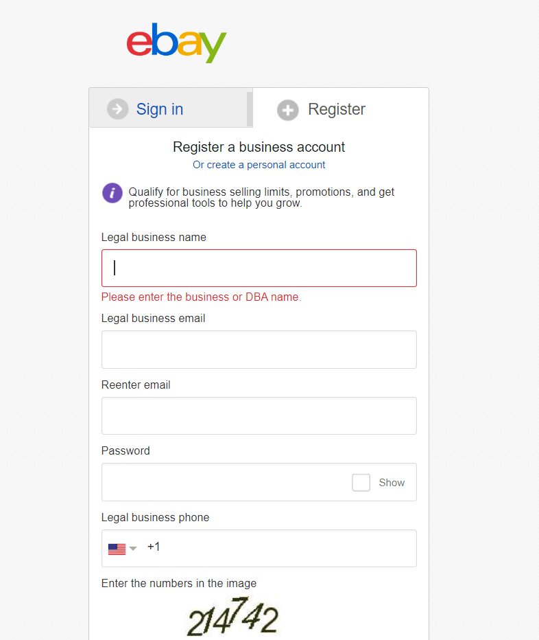 Đăng ký tài khoản doanh nghiệp trên Ebay