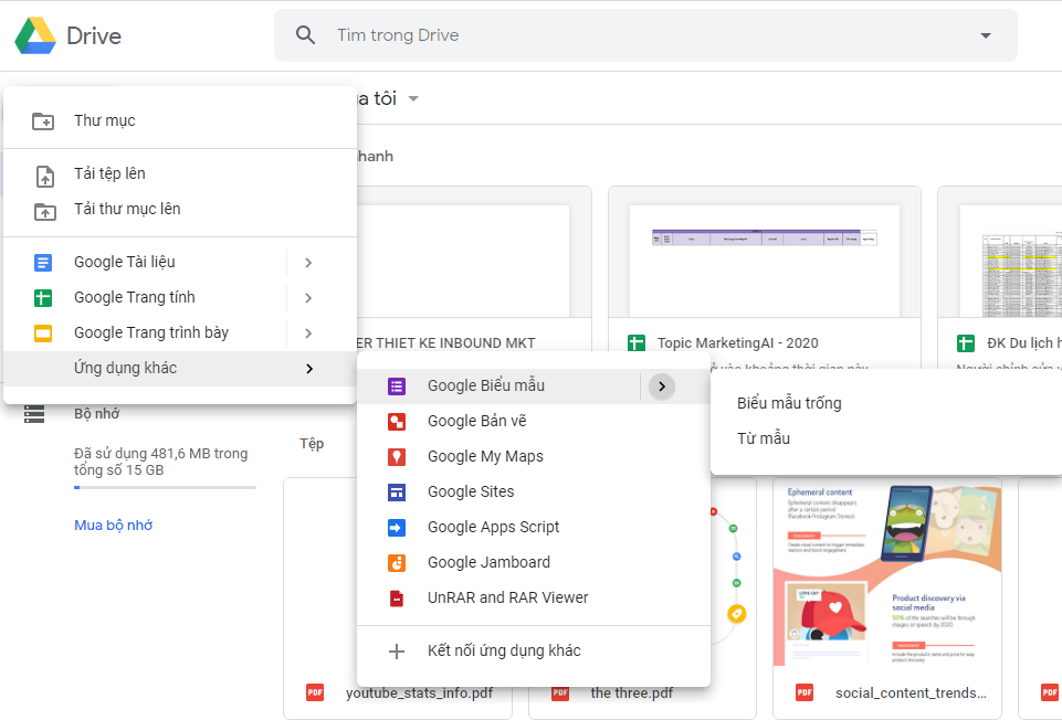 Tải Google Drive tạo bảng khảo sát và thu thập dữ liệu