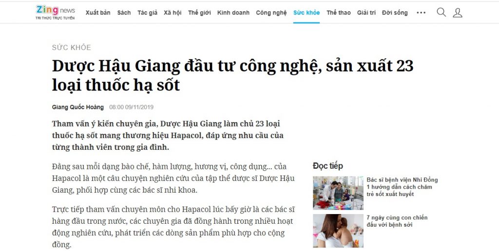 Rất nhiều bài báo đã đưa tin về công nghệ sản xuất thuốc của DHG