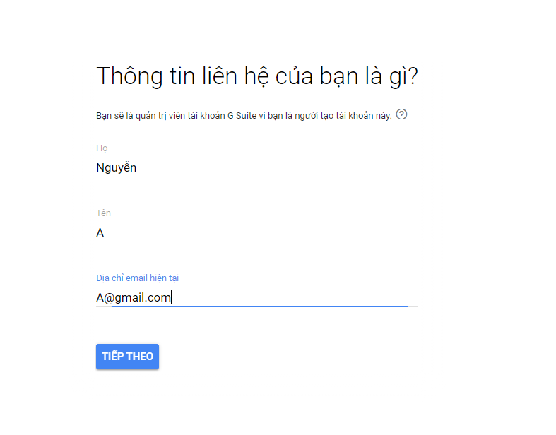 Điền thông tin liên hệ