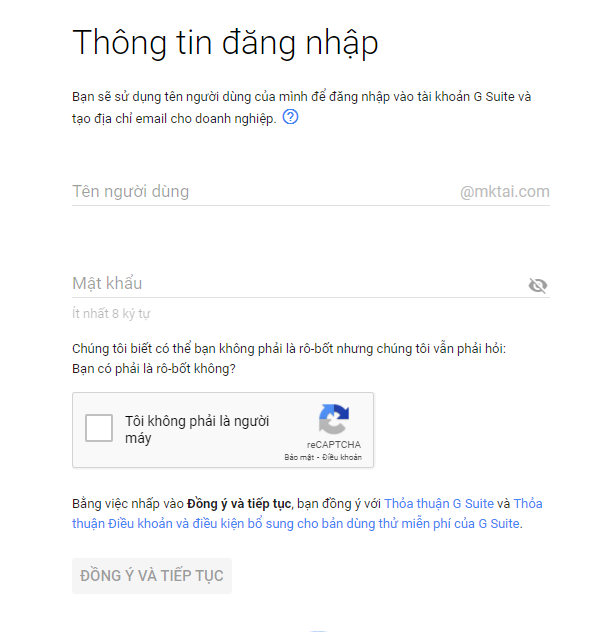 Điền thông tin đăng nhập