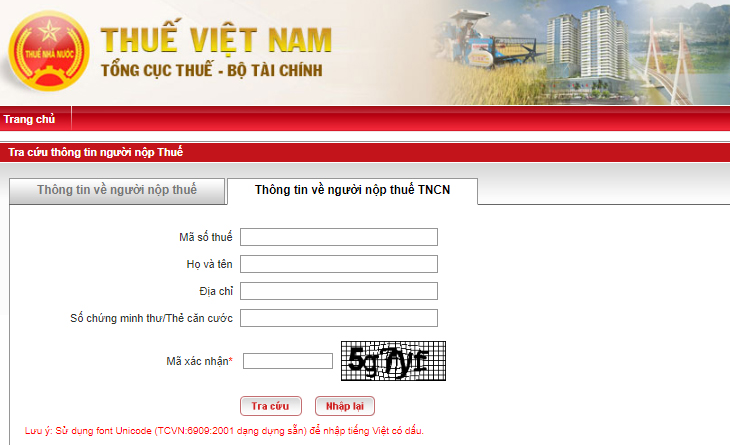 Cách tra cứu trên trang web Thuế Việt Nam