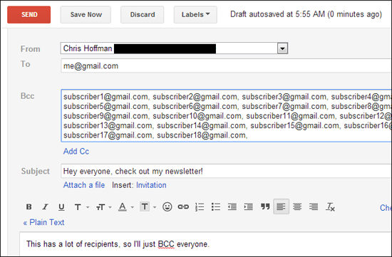 Điền những email bạn cần bcc