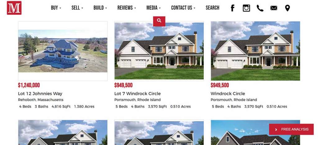 Danh sách bất động sản được bán trên website