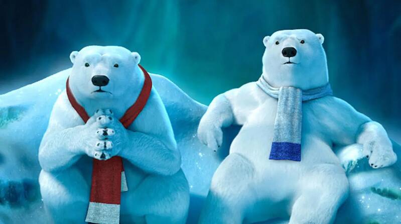 Hình ảnh 2 chú gấu Bắc Cực trắng là cổ động viên của hai đội