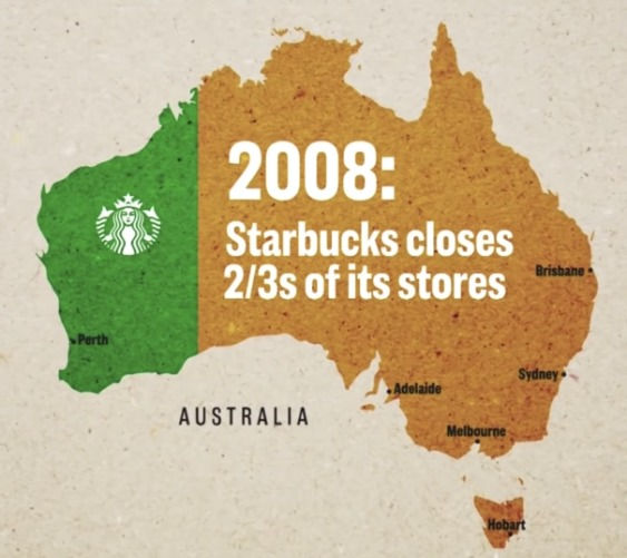 Starbuks phải đóng 2/3 cửa hàng tại Úc sau 8 năm
