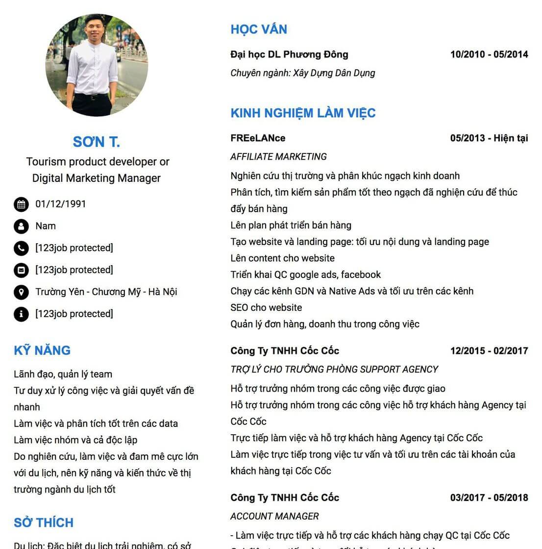 CV digital marketing manager 1