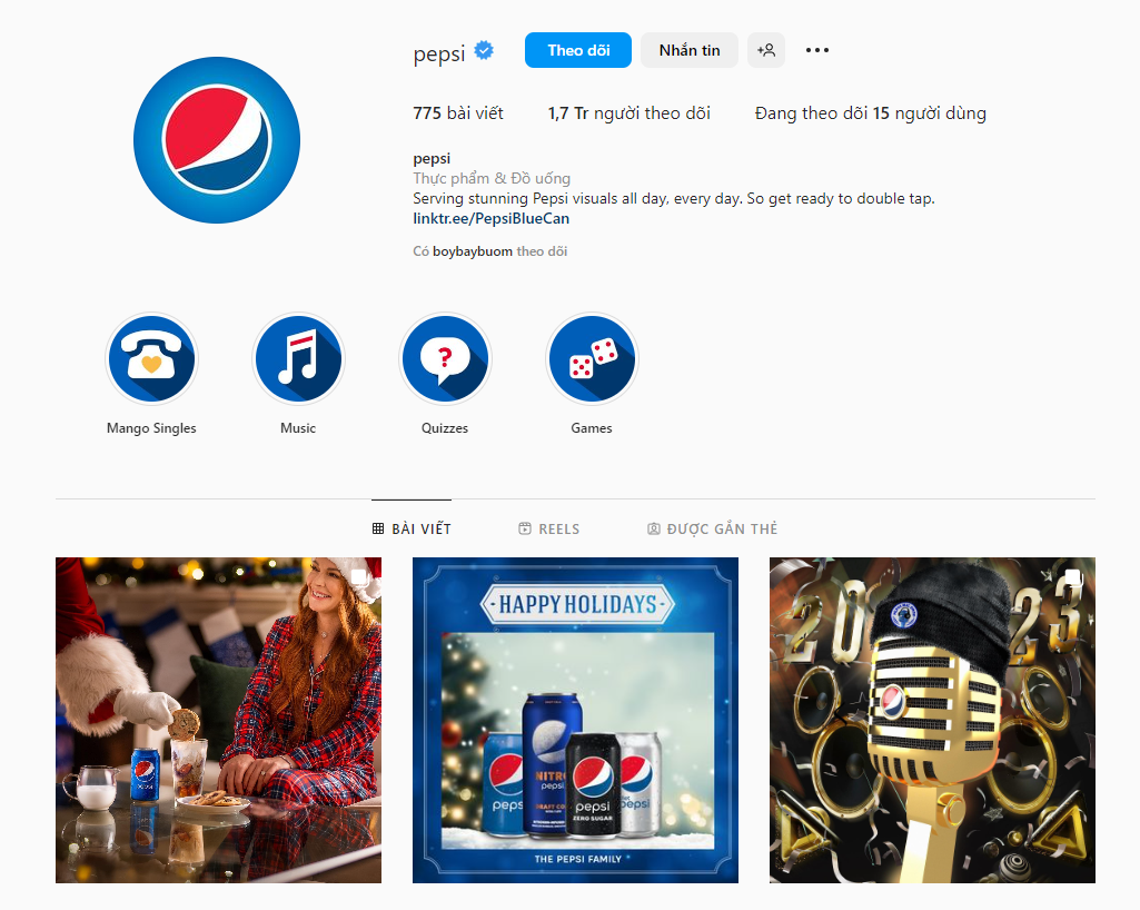 Instagram của Pepsi