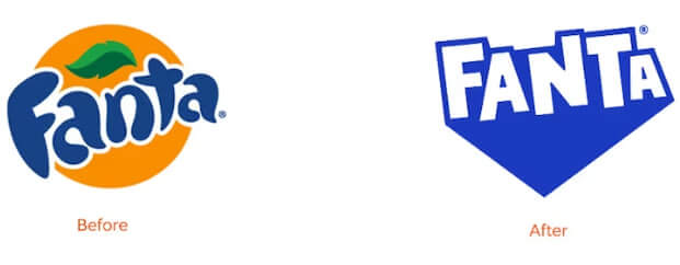 Bên trái là logo Fanta của Mỹ, phải là logo mới