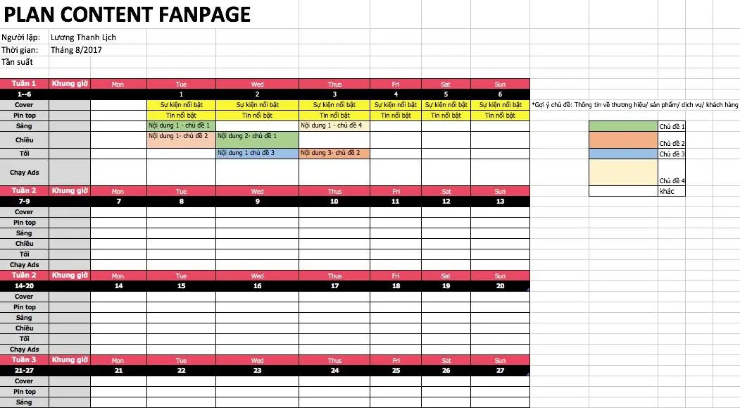 Plan content fanpage theo tháng hiệu quả