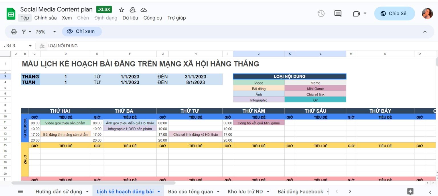 Các mẫu plan content cho fanpage chuyên nghiệp