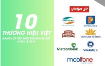 10 Thương hiệu Việt nằm trong top 1000 doanh nghiệp Châu Á 2016?